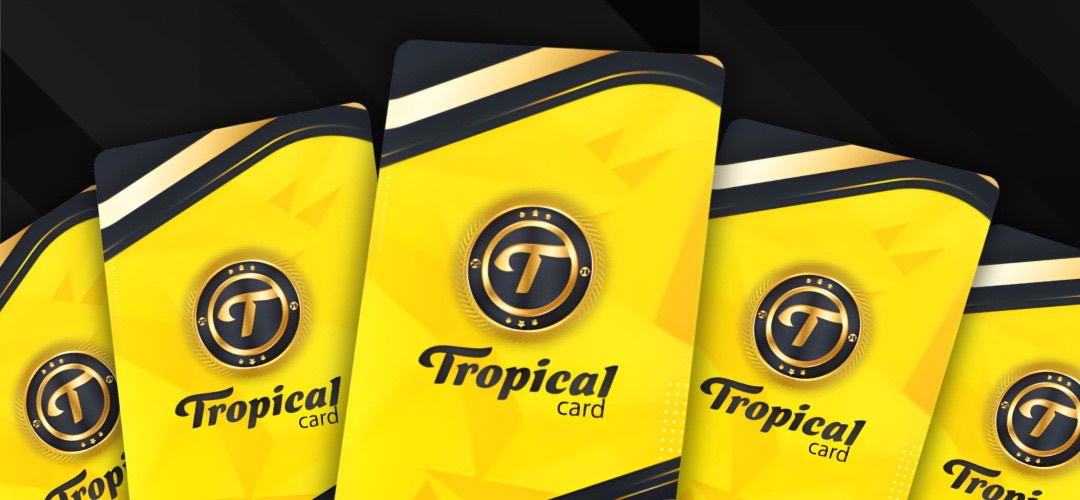 Cartões Tropical Card, amarelos com o T dourado
